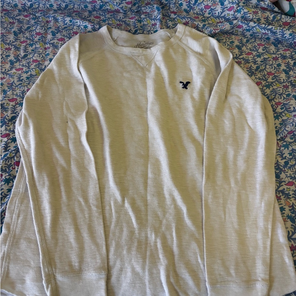 Hollister Cream Long Sleeve Shirt